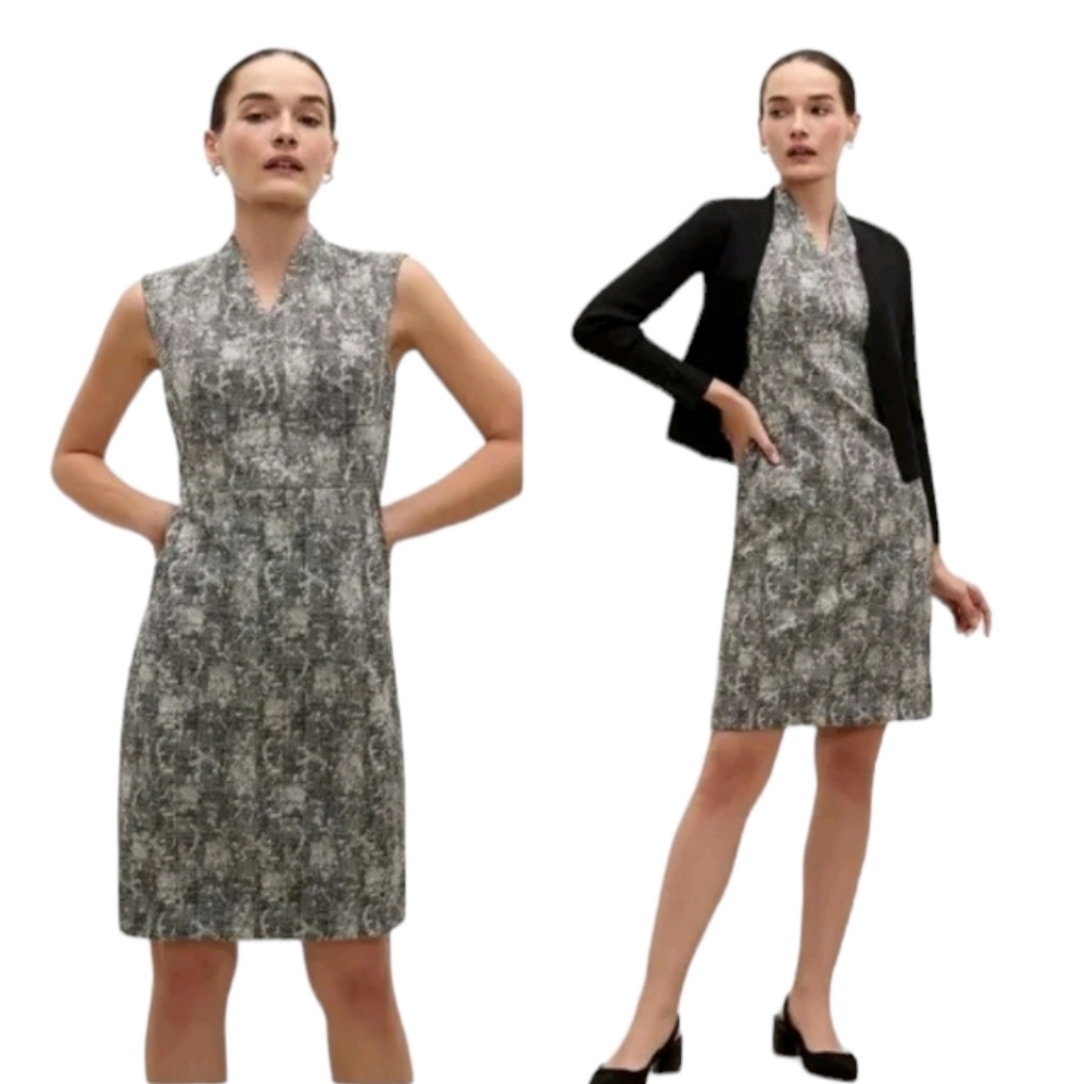 MM. Lafleur Aditi Crackle Dress‎ Black White Women's Size 8